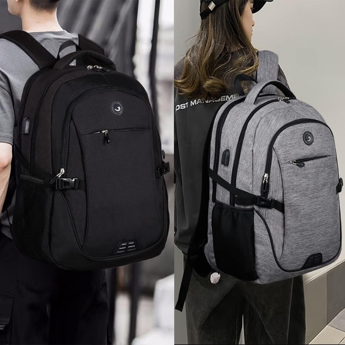 SHRRADOO Anti Theft Laptop Backpack Travel Backpacks with usb Charging Port for Women Men College Backpack Computer Bag Fits 17 Inch Laptop,Grey - Image 8